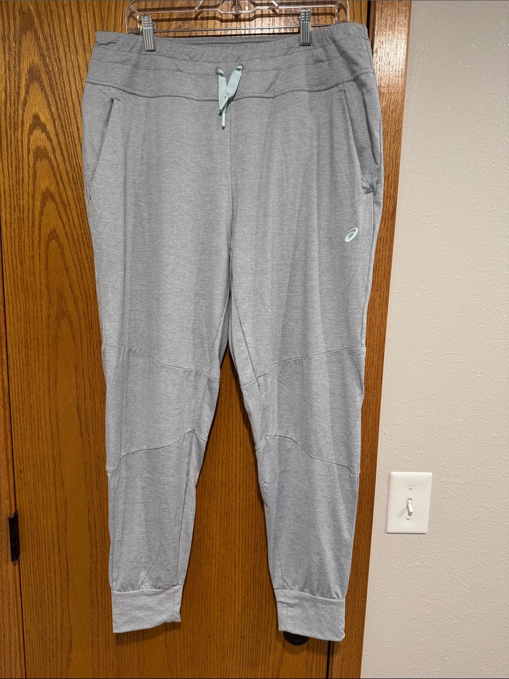 ASICS Light Gray Jogger Pants with Mint Drawstring